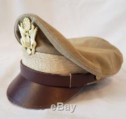 Ww2 Us Army Air Armée Officiers De L'armée De L'air Khaki Crusher Visor Hat Cap