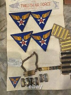 Ww2 Us Army Air Corps 12th Air Force Grouping, Nommé W Squadron Patchs Carte En Soie
