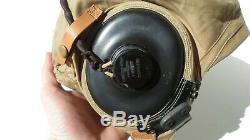 Ww2 Us Army Air Force Military An-h-15 Casque De Vol Large Wired