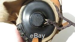 Ww2 Us Army Air Force Military An-h-15 Casque De Vol Large Wired