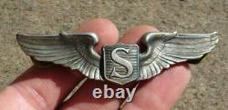 Ww2 Us Army Air Force Service Pilot Wing Pin Sterling American Emblem Ae Badge