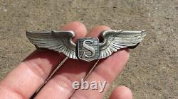 Ww2 Us Army Air Force Service Pilot Wing Pin Sterling American Emblem Ae Badge