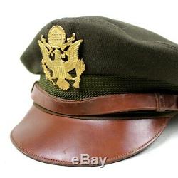 Ww2 Us Army Air Force Usaaf Officier Officier Robe Casquette Visière Chapeau Od Laine Gabardine