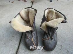 Ww2 Us Army Air Force Winter Leather/fur Pilot's Flying Boots