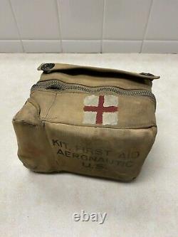 Ww2 Us Army Air Forces Trousse De Premiers Soins Aéronautiques Toile Avec Contenu