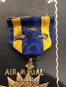 Ww2 Us Army Air Medal W Case & Huitième Patch De La Force Aérienne, Wrap Broche 3 Feuilles De Chêne