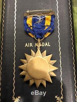 Ww2 Us Army Air Medal W Case & Huitième Patch De La Force Aérienne, Wrap Broche 3 Feuilles De Chêne