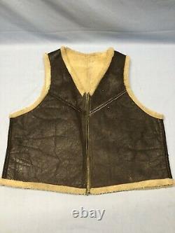 Ww2 Us Army Airforce Peau De Mouton En Cuir Bomber Vest Rare