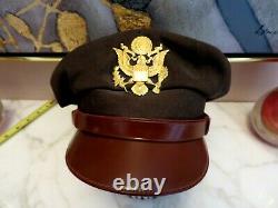 Ww2 Us Officer Visor Cap Hat Army Corp Air Force Crusher Pilot Taille 7 Bancroft