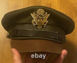 Ww2 Wwii Us Army Air Forces Usaaf Crusher Cap Visor Chapeau Taille 7 1/4