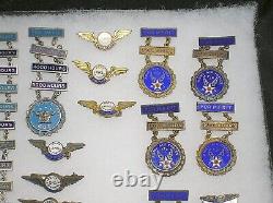 Wwii Nous Armée Force Aérienne Grand Lot D'argent Sterling Pins / Badges Aws & Goc B/o
