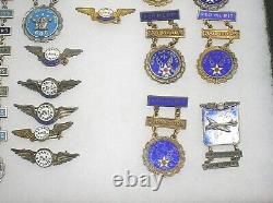 Wwii Nous Armée Force Aérienne Grand Lot D'argent Sterling Pins / Badges Aws & Goc B/o
