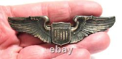Wwii U. S. Army Aviator Pilot Force Ailes Pin 3 X 3/4 Pouces