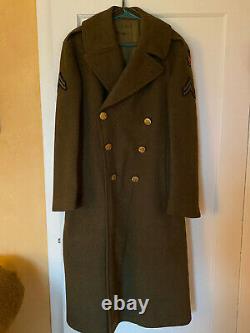 Wwii U.s. Army Veste D'olive De L'officier De L'armée De L'air Long Wool De L'armée De L'air