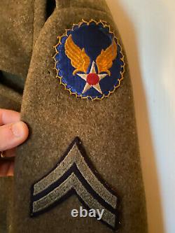 Wwii U.s. Army Veste D'olive De L'officier De L'armée De L'air Long Wool De L'armée De L'air