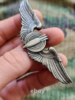 Wwii Us Army Air Corps Air Force Aeco Sterling Silver Bomber Wings Pin