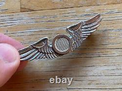 Wwii Us Army Air Force Observer Sterling Silver Wings Pin 2
