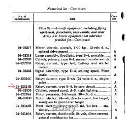 Wwii Us Army Air Force Type B-4 Aircraft Part Battery Circuit Relay 94-32324b