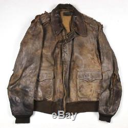 Wwii Us Army Air Force Usaaf Pilote De Vol En Cuir Type A-2 A2 Large