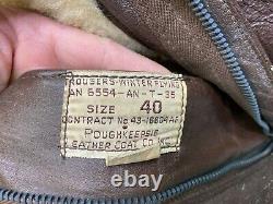 Wwii Us Army Air Forces Cuir Cold Weather Flight Suit Coveralls