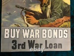 Wwii Ww2 Original War Poster Back The Attack Buy War Bonds Us Army Air Force